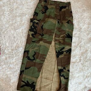 Camo Cargo Midi Skirt - Green/Brown
